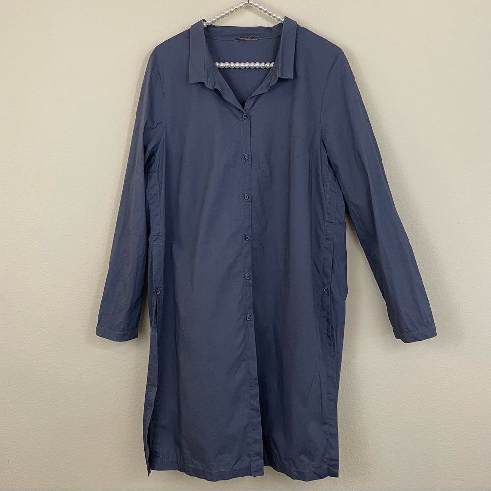 Annette Gortz Over Shirt Button Up Tunic in Blue‎ Size Small Lagenlook